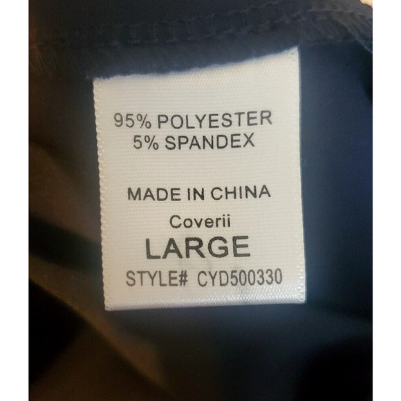 The Coverii Navy Blue Sheer Yoke Sleeveless Flared Knee Length Dress Sz L - Picture 5 of 5